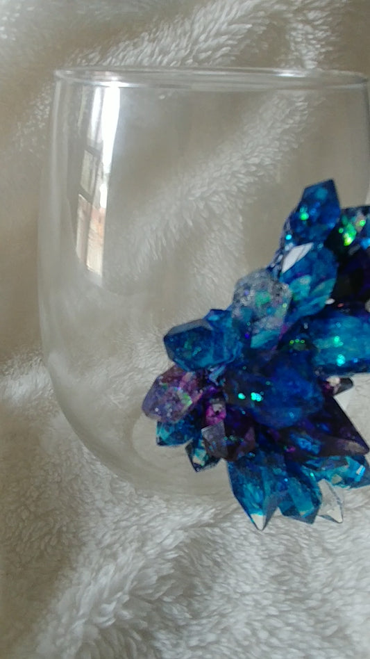 Stemless resin crystal wine glass