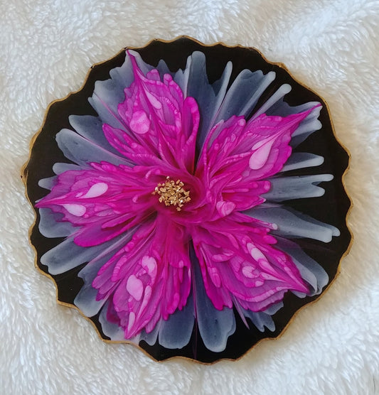 3D Floral Epoxy Resin Coaster Set