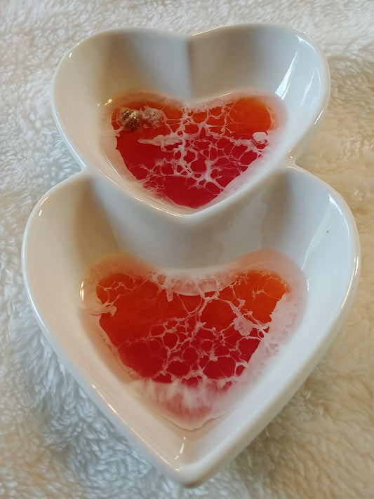 Sunset Ocean inspired Double Heart Trinket Dish